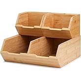 Bambition Bamboo Pantry Storage Bins, Stackable Potato and Onion Storage, Pantry Produce Organizer for Fruit and Vegetable