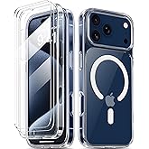 COOLQO for iPhone 17 Pro Max Case with Screen Protectors, Compatible with MagSafe, Military Grade Drop 17 FT Protection, Dual-Layer Classic Hybrid Magnetic Phone Case Cover Bumper, Clear