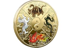 YAKIN SHOP Chinese Ancient Mythical Creatures Lucky Coin Lottery Ticket Scratcher Tool Lucky Charms Challenge Coin