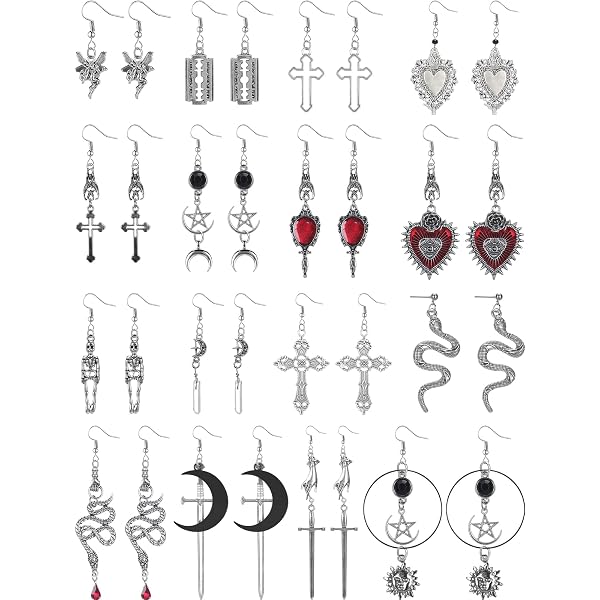 Gothic Moon Earrings – Black Alloy Moon Drop Dangle Earrings, Witch Celestial Jewelry For Women - View #3