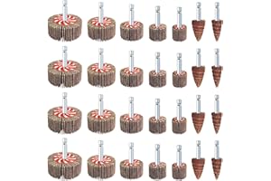 AUPREX 28 Pcs Flap Wheel Sander Set, 60/80/120/240 Grits Sanding Wheel for Drill,1/4 Inch Hex Shank Die Grinder Accessories, Drill Sanding Attachment of 7 Sizes