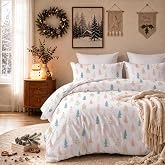 Jolusere Christmas Comforter Set Queen 3 Pieces Pink Green Christmas Tree | Bedding Set, Holiday Xmas Bedding Set Soft Microfiber Breathable Lightweight Durable Washed Comforter Set with 2 Pillowcases