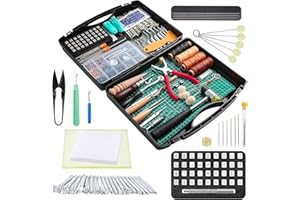 273 Pieces Leather Working Tools and Supplies with Leather Tool Box Cutting Mat Hammer Stamping Tools Needles Snaps and Rivet
