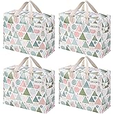 VENO 4 Pack Heavy Duty Moving Bags, Storage Bags, Packing Supplies, Top Zipper, Storage Totes for Camping, Clothes, Bedding, Comforters, Pillows, Christmas Pattern (13 Gallon, Pastel Forest, 4 Pack)