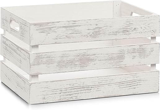 Zeller 15131 Caja de Almacenamiento, Madera, Blanco, 35x25x20 cm: Amazon.es: Hogar