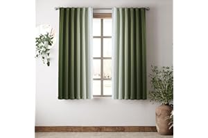 Vangao Christmas Green Ombre Blackout Kids Curtains 63 Inch Long for Living Room Bedroom Room Darkening Thermal Insulated Light Blocking Drapes Back Tab Window Soundproof Curtain Panel, 2 Panels