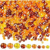 Kigeli 1350 Pcs Thanksgiving Crystal Beads for Jewelry Making AB Bulk Faceted Glass Gemstone Beads for Thanksgiving DIY Necklace Bracelet Earring (Brown, Orange, Yellow, 4/6/8 mm)