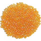 uxcell 1600Pcs Glass Seed Beads, 3mm 8/0 Loose Mini Beads with Hole, Bulk Craft Spacer for Earring Bracelet Necklace Jewelry Making, Orange AB