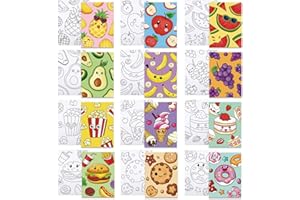 Louise Maelys Pre Drawn Canvas to Paint for Kids - 12 Packs Fruit Food Theme Pre-Stretched Canvas Panels (5x7 inch),Pre Printed Painting Canvas Kit for Beginners, Party Favor