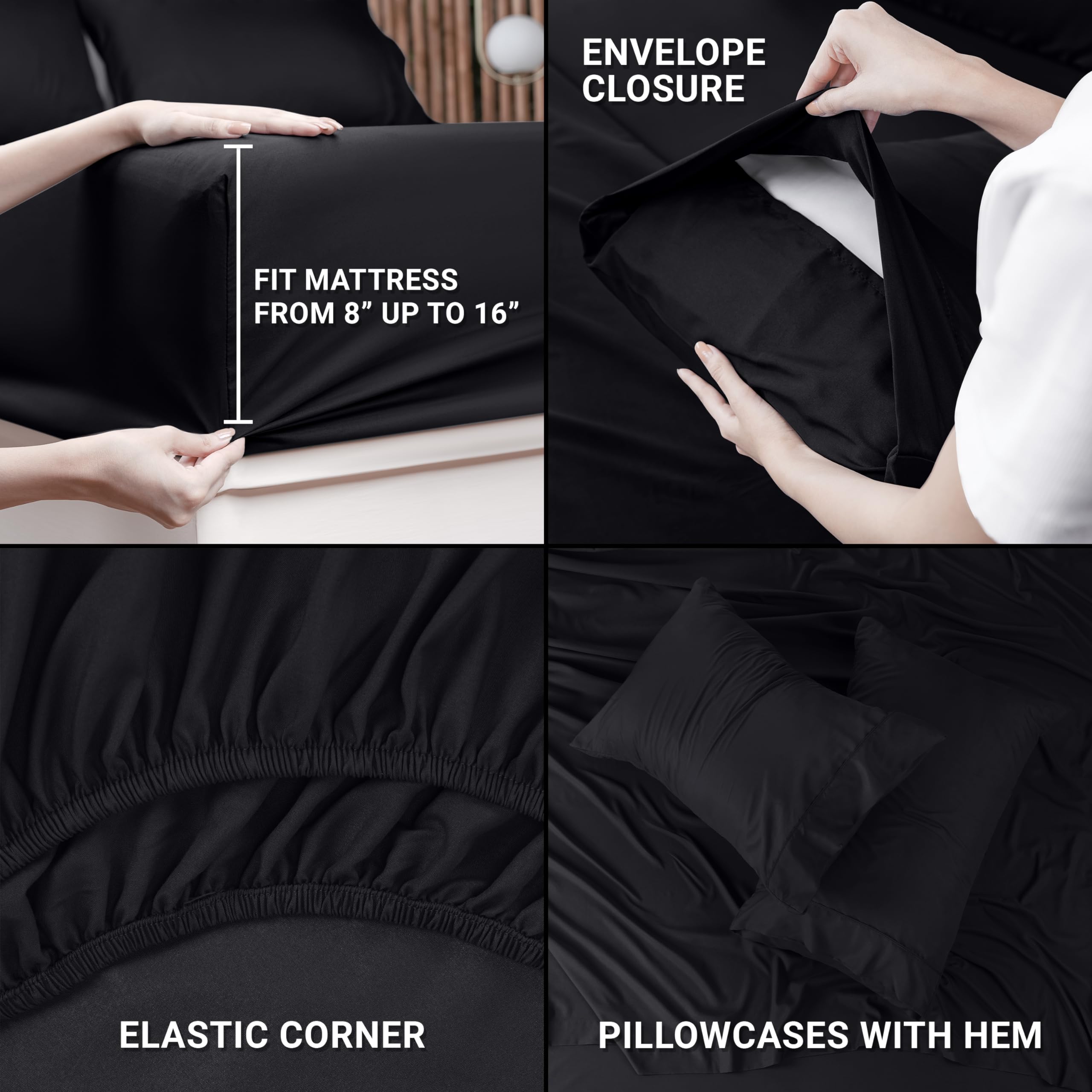 Utopia Bedding Twin Bed Sheets Set - Pack of 10 Sheet Sets - Perfect for Spa, Hotel, & Guest Bedroom - Brushed Microfiber - Shrinkage and Fade Resistant - Easy Care (Black)