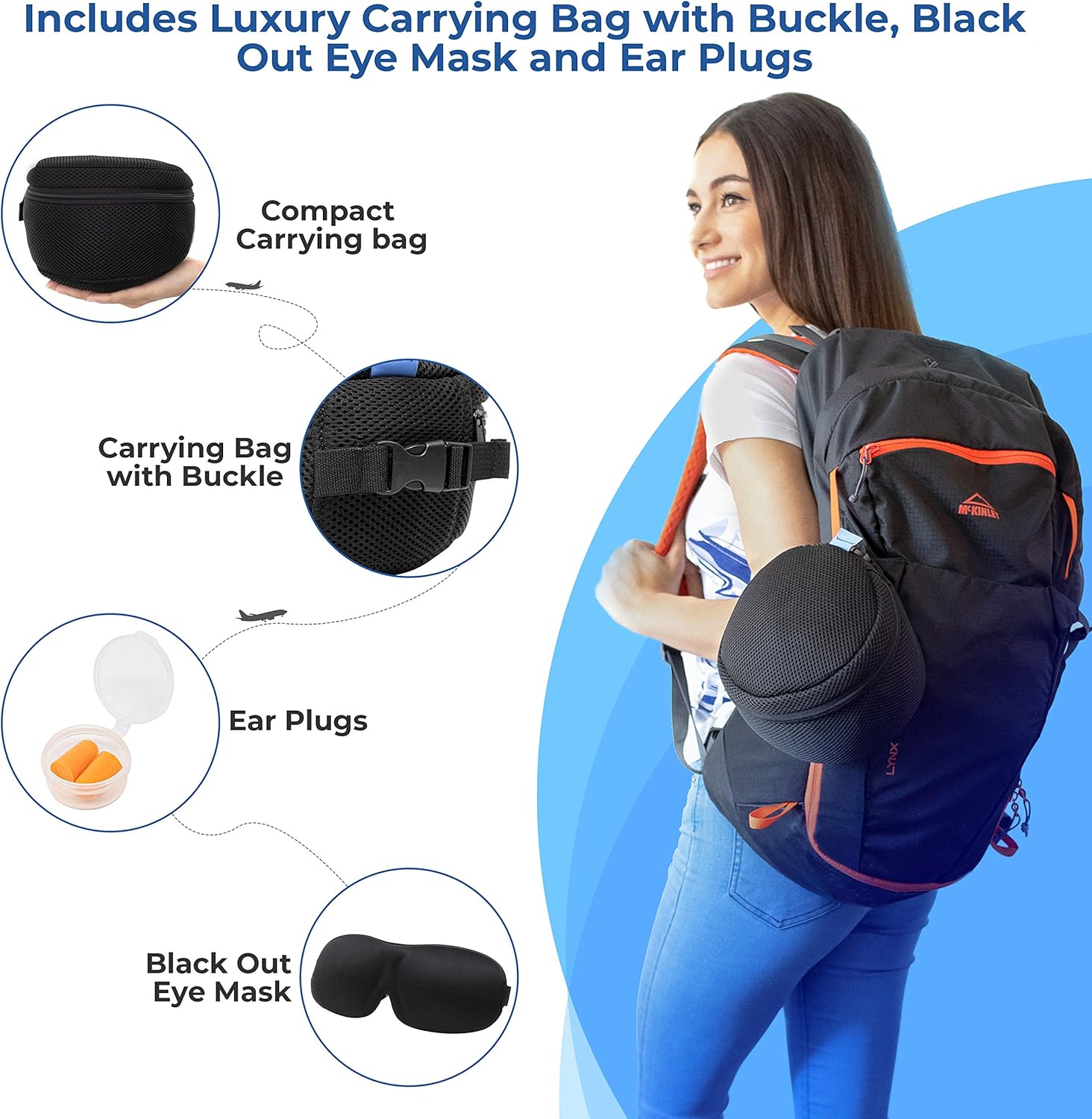 SWEET SIESTA - New AIR Feature - Memory Foam Travel Pillow with Vertical Adjustment - Travel Pillow - Support Travel Neck Pillow - Long Flight Airplane Pillow - Best Travel Pillows for Airplanes: Kitchen & Dining