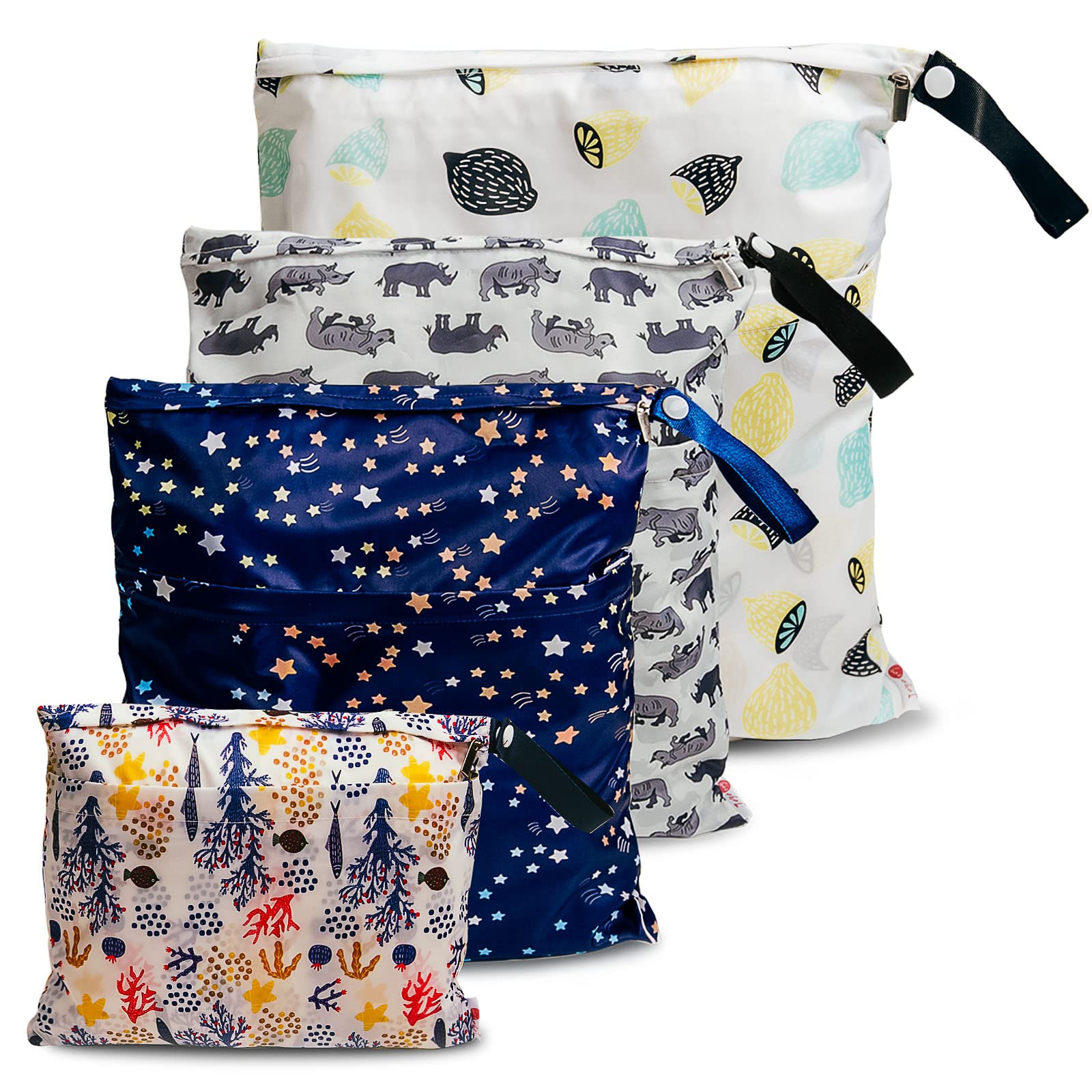 Joyo roy Wet Bag Nappy Bags Wet Bags for Swimming for Gym Beach Pool Travel Laundry Waterproof Bag Camping Wetsuit Drybags Waterproof Baby Large Cloth Nappy Pouch 2 Zipper Organisers Pouch SMML