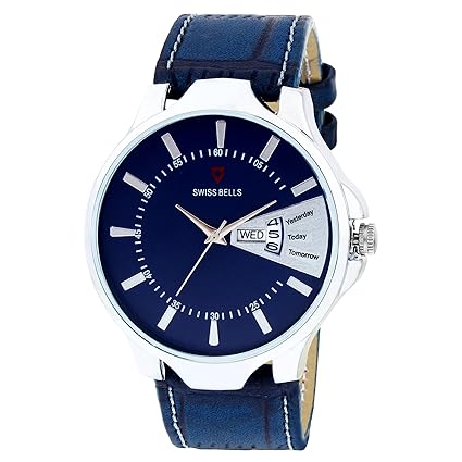 Svviss Bells Original Blue Dial Blue Strap Day and Date Chronograph Wrist Watch for Men - TA-1039