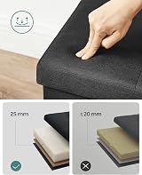 SONGMICS Mazie Collection Storage Ottoman Bench 110 cm Ink Black LSF077B20V1 view 4