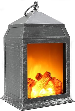 Fireplace Lamp Led Flame Log Effect Fire Place Brushed Style