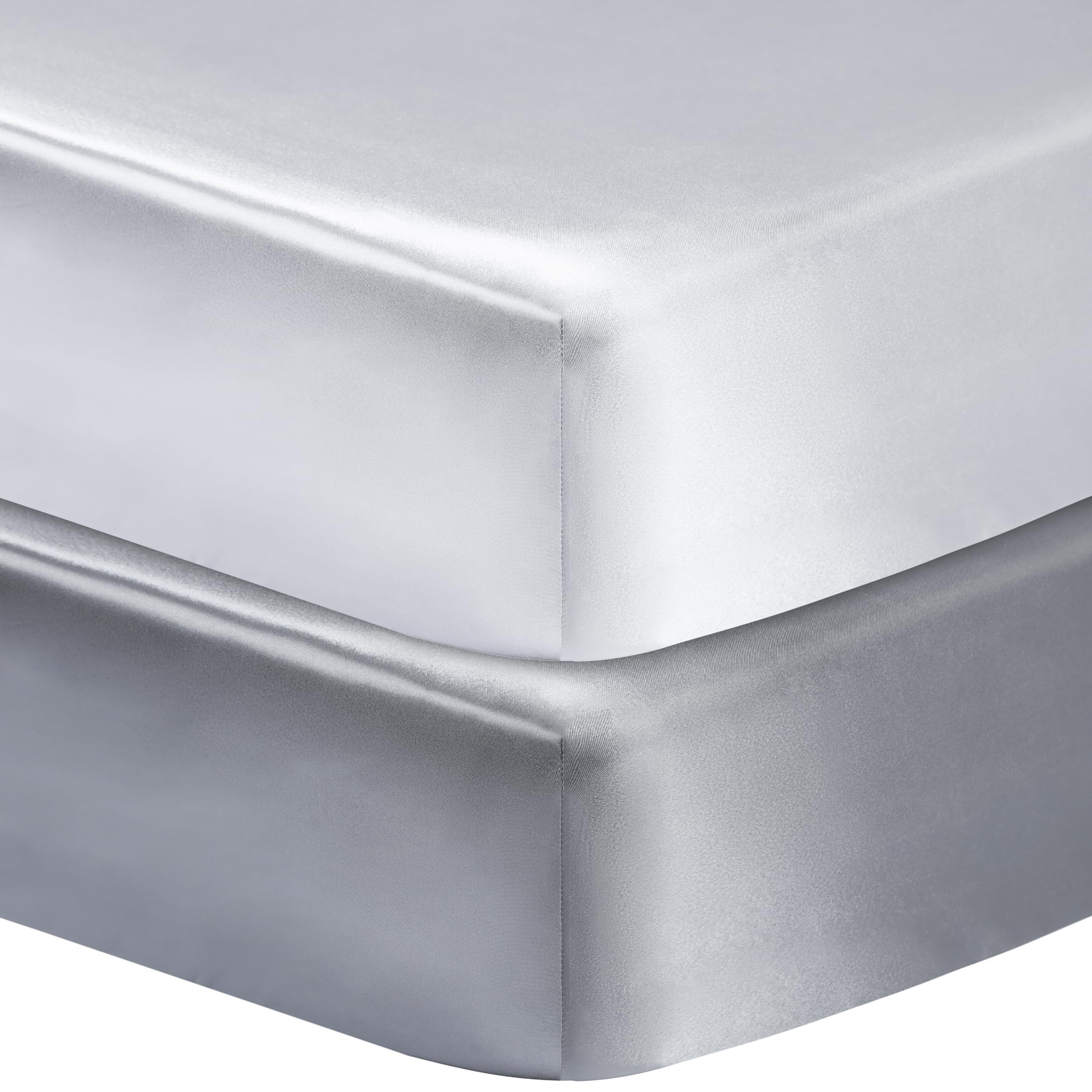 Photo 1 of *** ONLY GREY***     GUNTAIL 2 Pack Silk Crib Sheets for Baby with Sensitive Hair Satin Baby Mattress Sheet Boys and Girls Unisex 52’’x28’’x8’’ Fitted Sheets