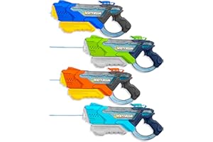 Doviden 4 Pack Water Guns Bulk, Long Range 600ML Water Squirter, Colorful Super Blaster Soaker with Clear Visible Water Tank,