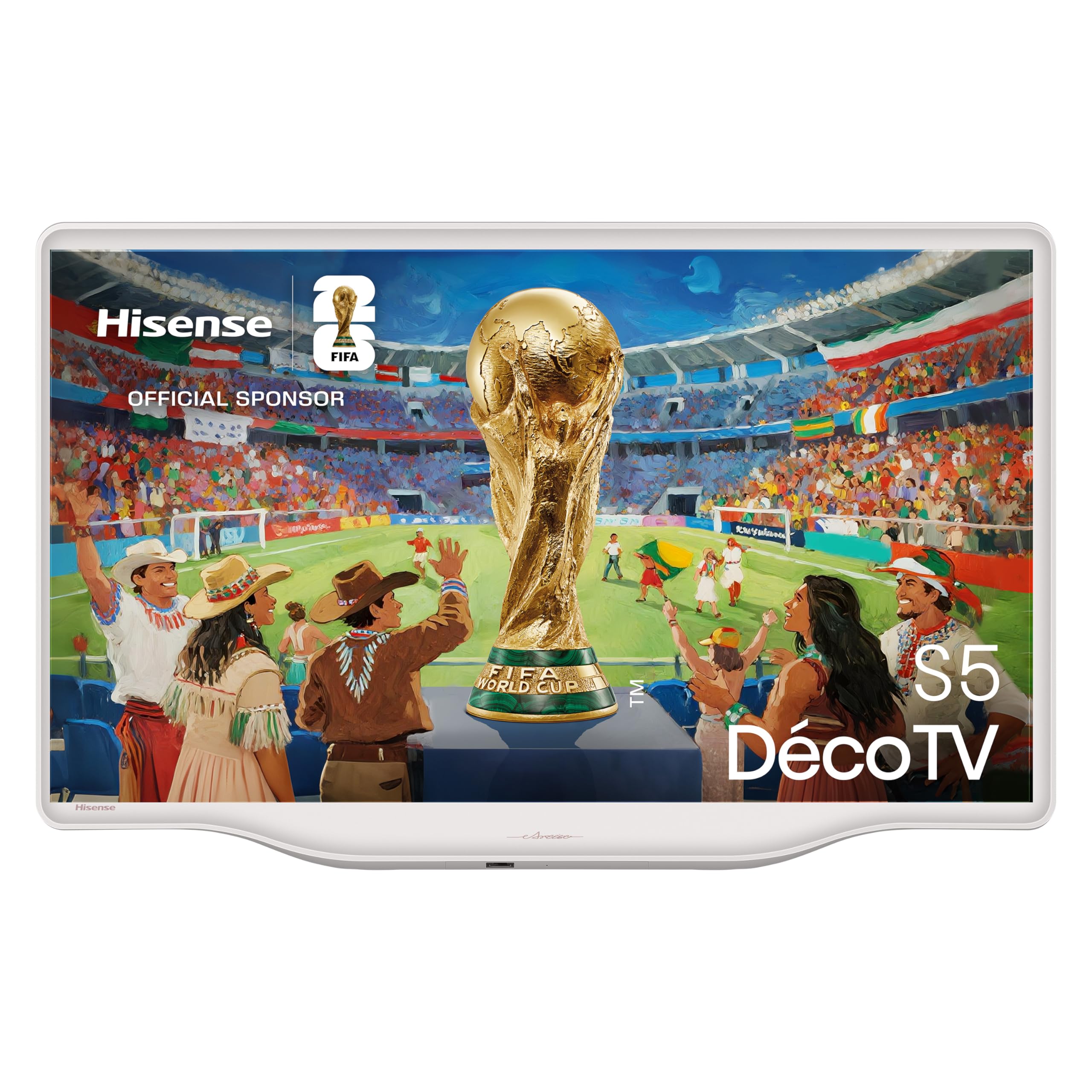 Hisense 32S5Q Deco TV, 80cm (32 Zoll), FHD QLED, HDR10, Dolby Atmos, QLED Colour, 60Hz, DVB-T2+C+S2 Tuner, WiFi, HDMI, Gallerie Mode, Kunst-Inspiriertes Design, Rauschreduzierung, DTS Virtual: X