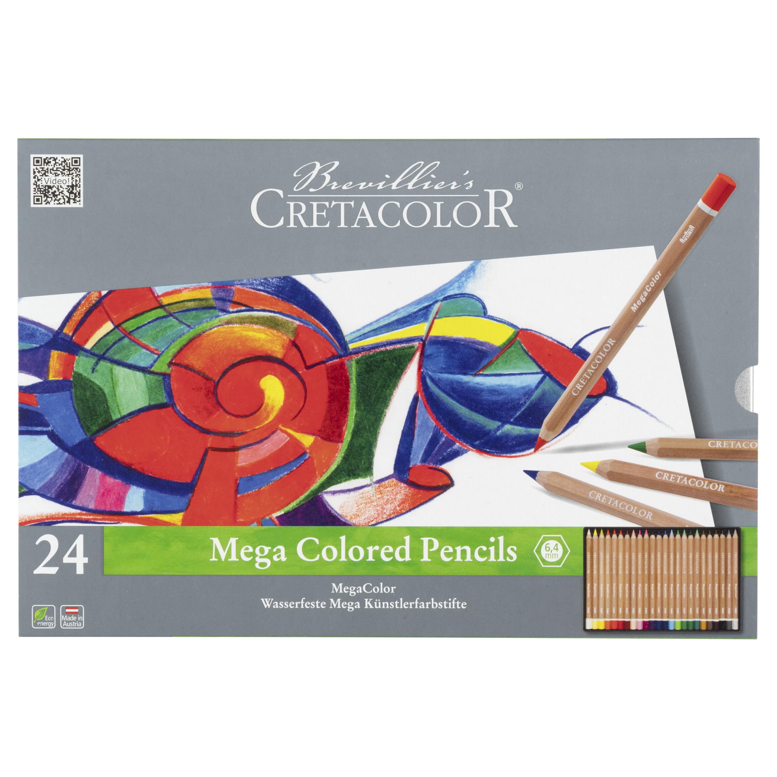 CRETACOLOR Megacolor Colouring Pencils, Artist's Sticks, Extra Thick for Large Areas (Pack of 24)