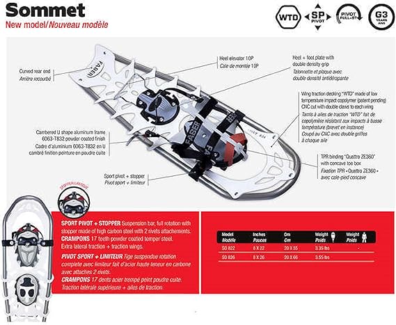 Faber Sommet Aluminum Snowshoes 20 32 Cm X 55 88 Cm 8 In X 22 In Amazon Ca Sports Outdoors