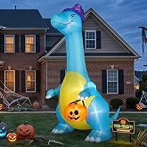 12FT Halloween Inflatable Blue Dinosaur,Blow Up Yard Decorations with LED | Cute Dinosaur Blow Up Decor, Weather Resistant Fast Inflate for Halloween Party Lawn Haunted House Ornament