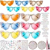 Jeere 6 Pack Heart Sunglasses for Women DIY Singer Sunglasses Kit Multicolor Heart Glasses for Fans Singer Party Favors