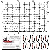 Heavy Duty Cargo Net for Pickup Truck Bed - Stretches from 5' x 7' to 15' x 21' - 12 Metal Carabiners - Compatible with Ford, Dodge RAM, Chevy, Toyota - Ideal for (Black, 5X7 Feet)