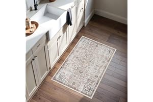 RUUGME Washable Living Room Area Rug - 2x3 Small Bedroom Rugs Vintage Rustic Style Carpets with Non Slip Backing Distressed Floor Mat for Dining Room Kitchen Bathroom (2' x 3', Maroon)