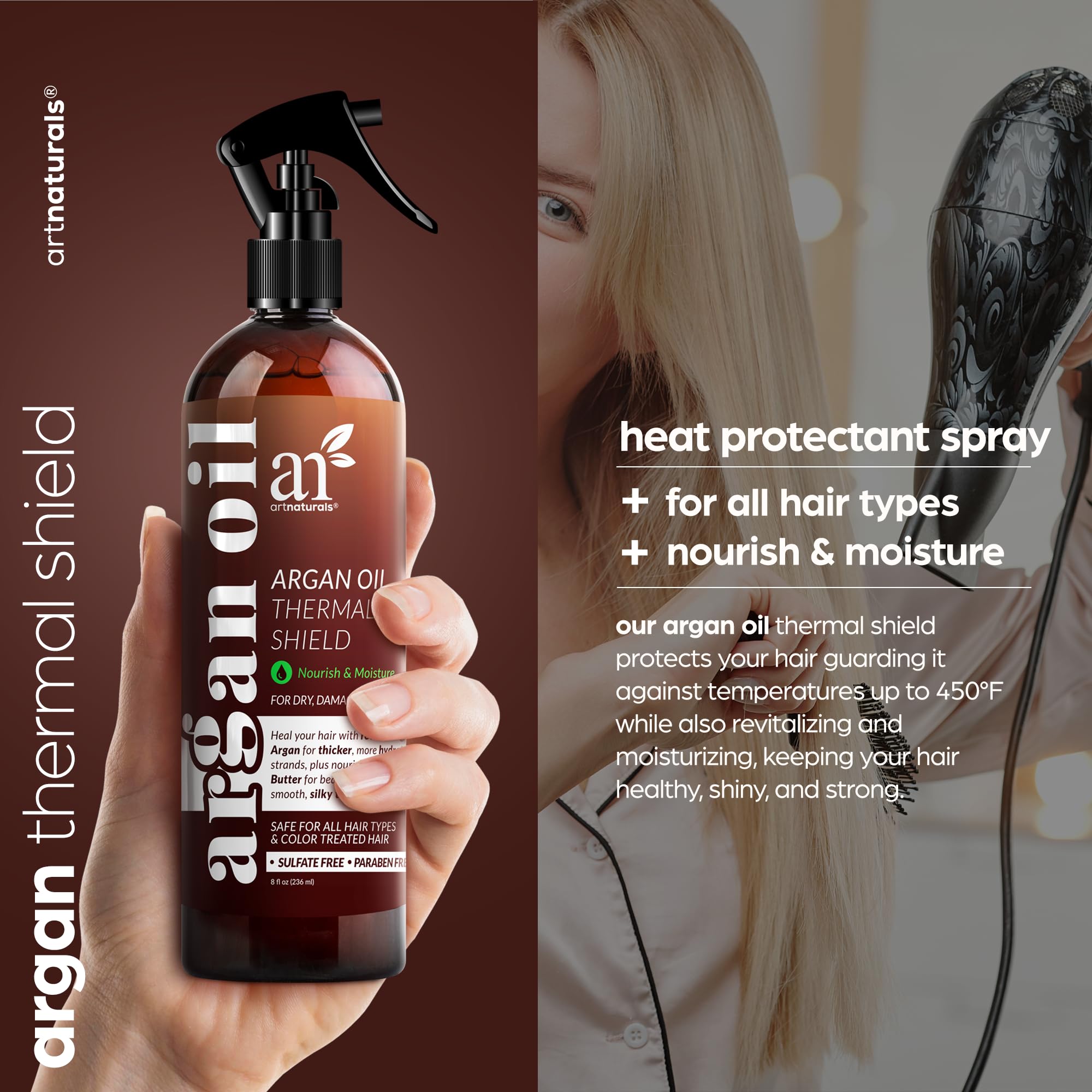 Arganöl Thermal Shield Von Artnaturals – Hitzeschutz Für Haar, 236 Ml, Mit Organischem Arganöl