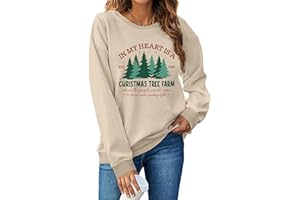 QAUN Christmas Sweatshirt for Women: Christmas Sweatshirt Xmas Tree Print Shirt Christmas Tee Tops