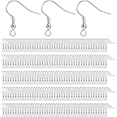 400 Pcs Stainless Steel Earring Hooks Fish Hook Earrings for Jewelry Making French Wire Hooks Coil and Ball Style Earwires Ear Wires for Women DIY Dangle Earrings Crafts Supplies