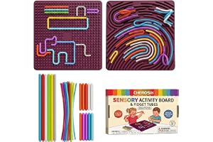 Large Sensory Activity Board, Silicone Fidget Toy for Autism, ADHD & Stress Relief, Double-Sided Quiet Montessori Fine Motor Skills Toy Gift for 3+ Kids, Adults with 36 Strips Portable Bag (Berry)