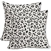 Sweetshow Leopard Pillow Covers 18x18 Inch Black and White Cheetah Pillow Animal Print Decorative Pillow Case Linen Square Cushion Covers for Home Sofa Couch Bedroom Livingroom Patio (Pack of 2)