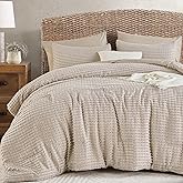 Yiran Khaki Tufted Texture Comforter Set Queen Size 7 Piece Bed in a Bag Boho Geometric Comforter with Sheet Set Fitted Sheet Pillowcases Fluffy Jacquard Soft Microfiber Bedding Set 90"×90"