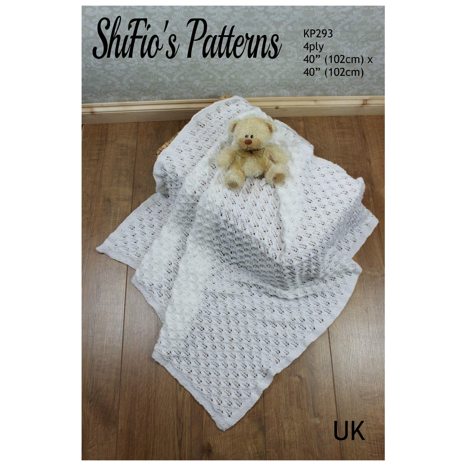 KP293 Baby Shawl Knitting Pattern - Square Shawl, 4ply Baby Blanket