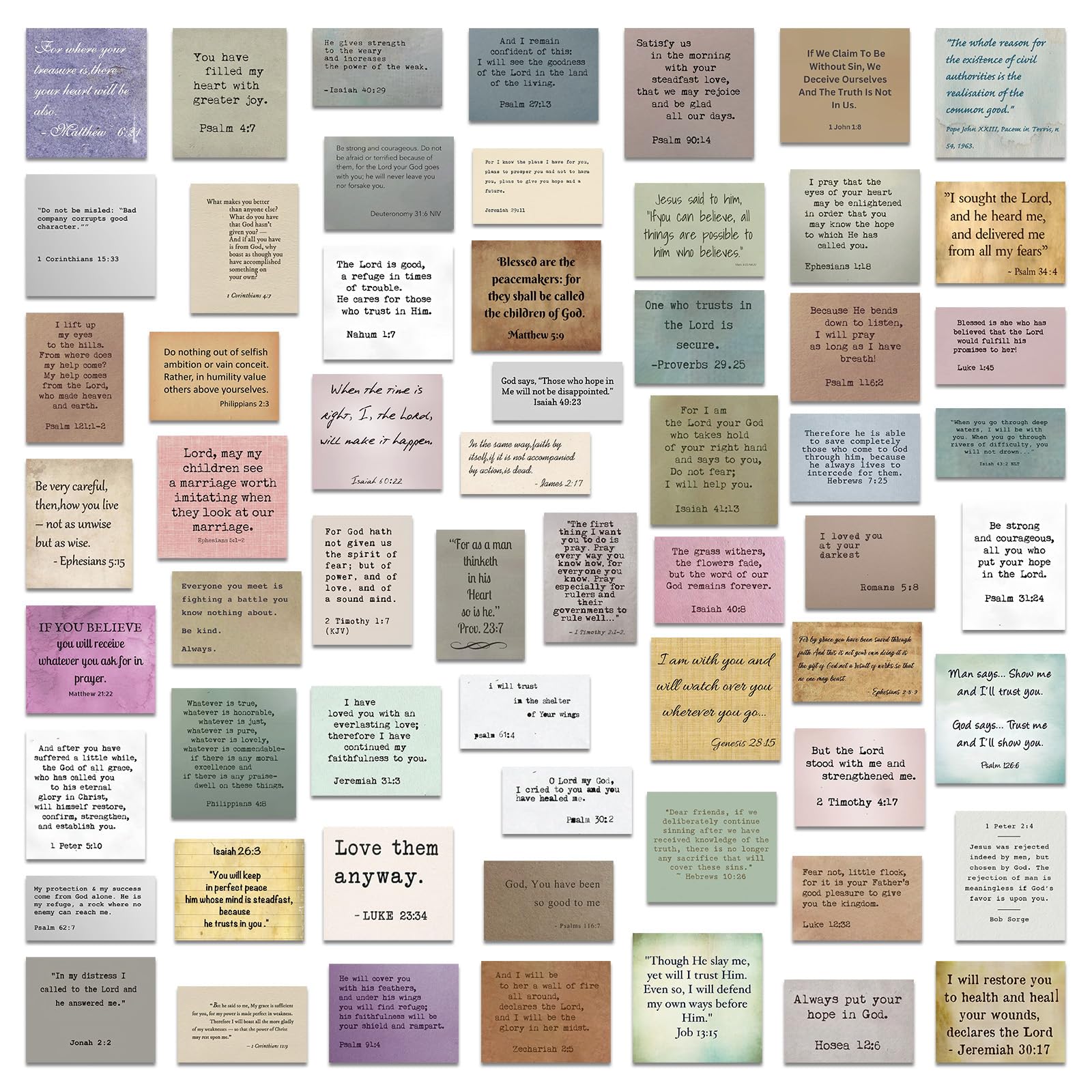 120Pcs Retro Bible Verse Stickers (2 pcs of Each) Inspirational Christian Vintage Journaling Stickers Typewriter Font Quotes Bible Study Supplies for Planner Water Bottle Laptop Scrapbook Decal Craft