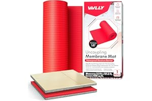 Vivlly 1/8” Uncoupling Membrane for Tile, Stone, Concrete, Shower Walls, Bathroom Floors – Waterproof, Anti-Fracture Underlayment Mat (3.3ft x 121.2ft, 400 sq ft) – Colors May Vary.