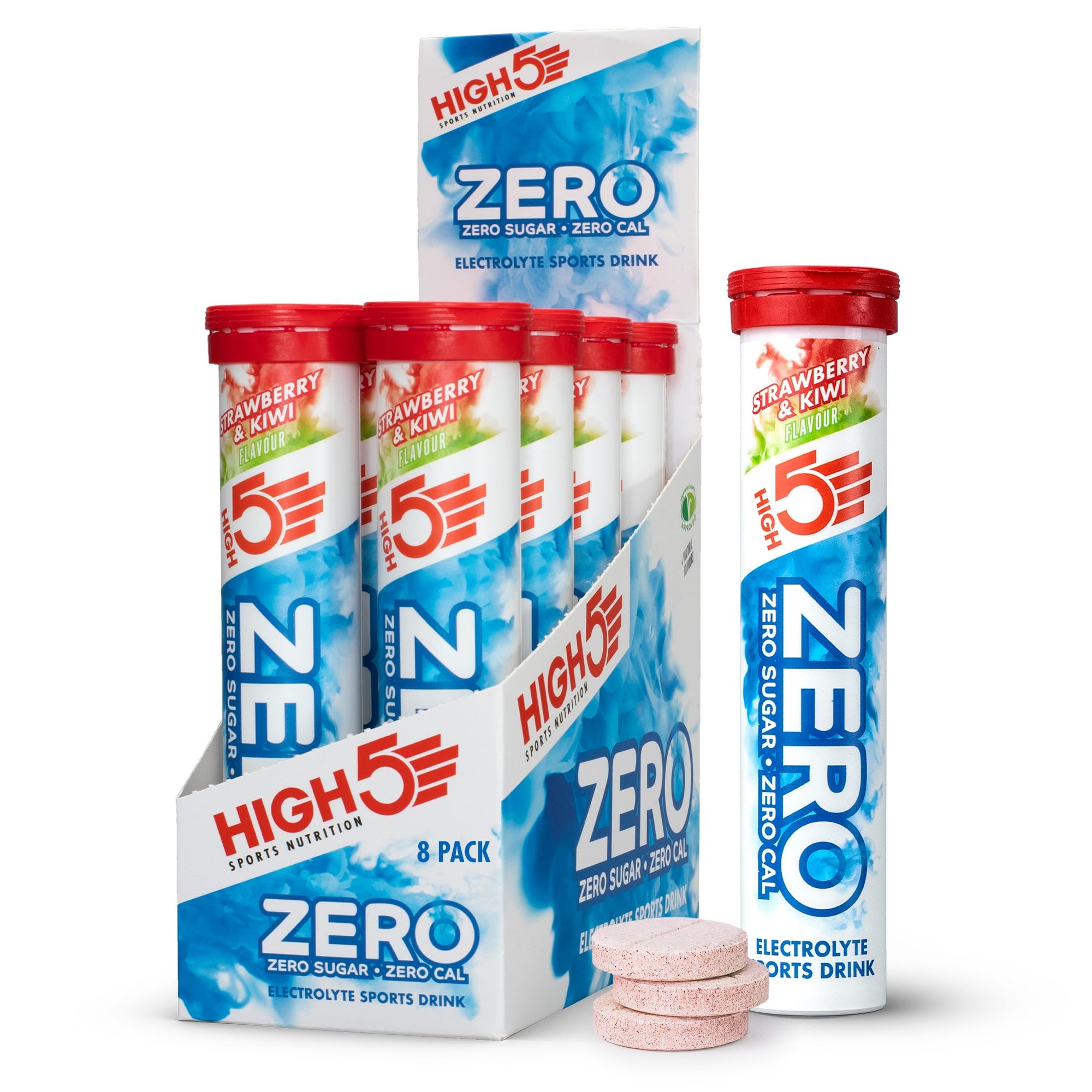 HIGH5 ZERO Electrolyte Tablet - Hydration Tablets Enhanced with Vitamin C - 0 Calories & Sugar Free - Boost Hydration, Performance & Wellness - Strawberry & Kiwi, 160 Tablets (20x, Pack of 8)