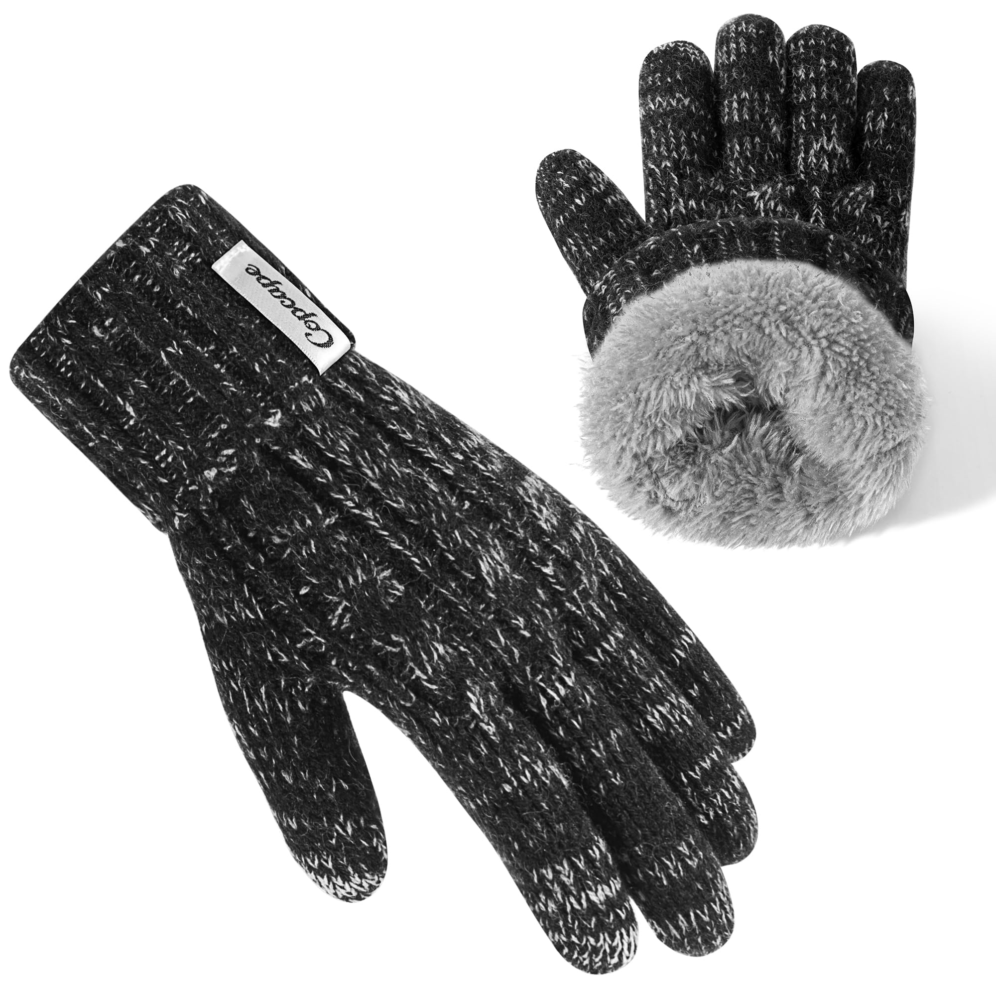Photo 1 of *Copcape Winter Gloves for Women Cold Weather,Touch Screen Elastic Thermal Cuff Knit Lining Warm Soft Stretch Gloves?Black&White?
