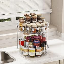 LAMU 2 Pack 2 Tier Lazy Susan Turntable Organizer