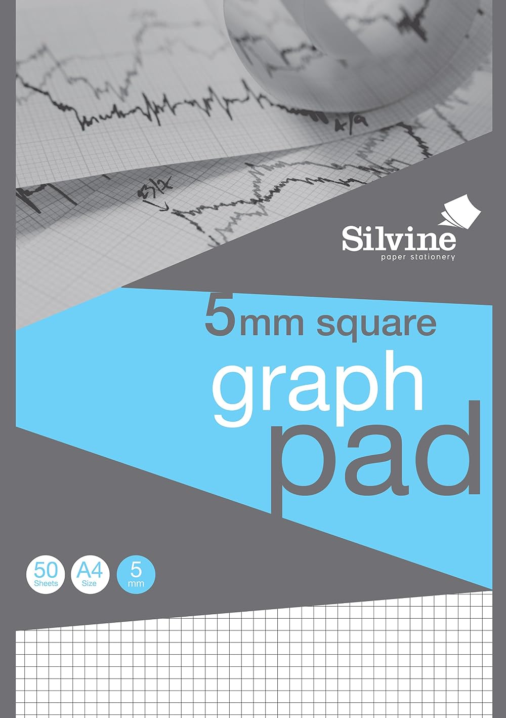 Silvine A4 Professional Graph Pad 50 Sheets 90gsm 5mm Squares Ref A4GPX