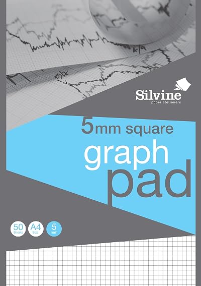 Silvine A4 Professional Graph Pad 50 Sheets 90gsm 5mm Squares Ref A4GPX