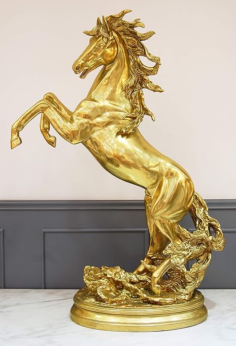 Amazon Co Jp 馬 跳ね馬 立ち馬 開運 招福 縁起物 風水金運 幸運の置物 大型 ビッグサイズ ゴールド 金 ホーム キッチン