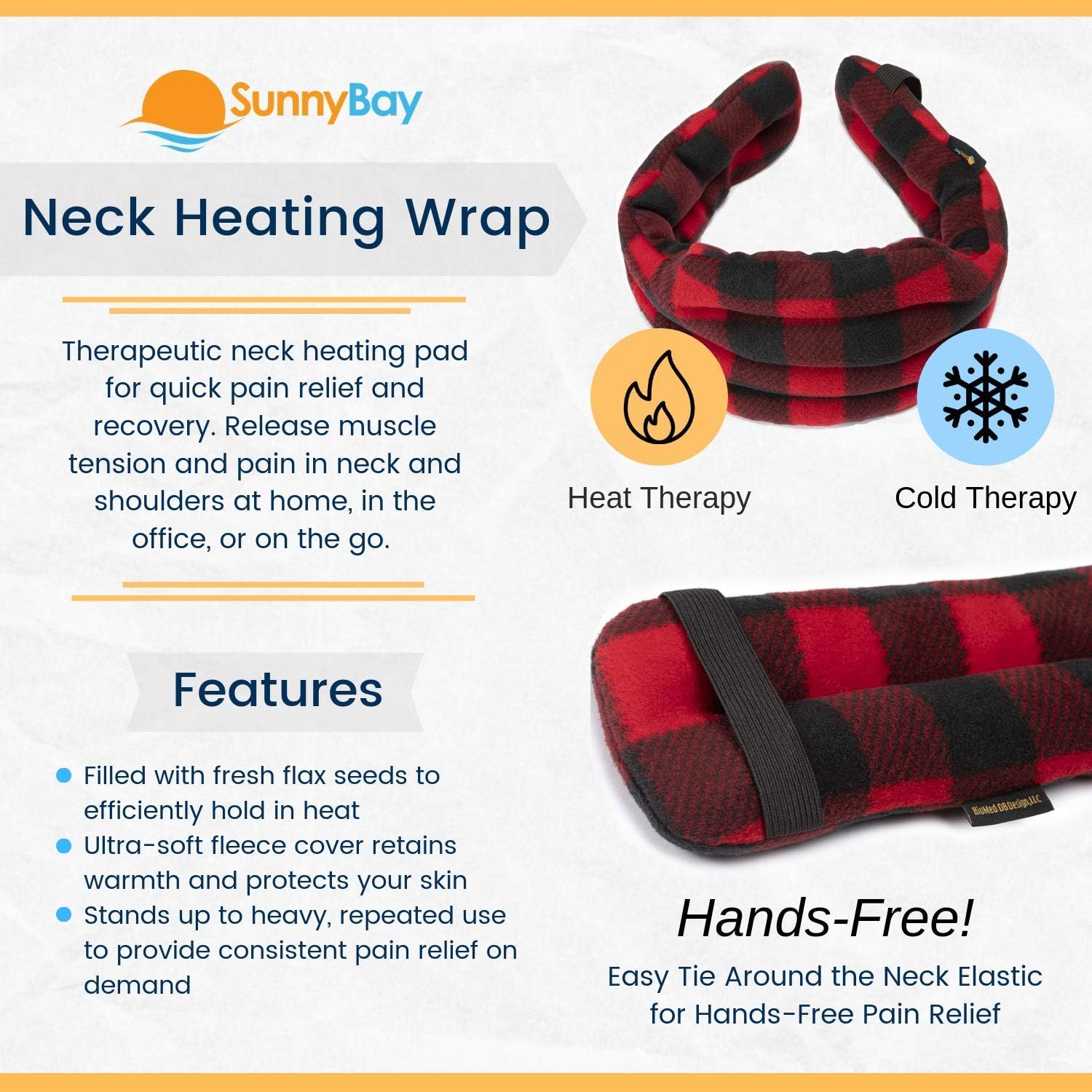 Hands-Free Neck Heating Wrap: Resusable Heating Pad for Neck and Shoulders - Microwavable Thermal Pad - Easy Strap for Therapy - Large Heating Pad for Shoulder Pain & Neck Relief (London): Health & Personal Care