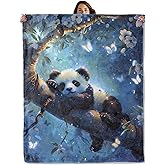 GBXGBX Fantasy Panda Throw Blanket – Cute Animal and Butterfly Design, Cozy Warm Flannel Blankets, All Season Use, Kids Boys Girls Women Gifts, 50x60in, Sofa Office Dorm Travel RV Farmhouse Decoration