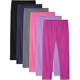 Cvaoo 6 Pack Girls Leggings Cotton Tights for Toddler Kids Soft Yoga Pants | Breathable Cotton Girls Pants Full Length Multipack Easy to Put on Fall Winter Elastic Waistband Multiple Colors, 2-16Y
