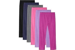 Cvaoo 6 Pack Girls Leggings Cotton Pants for Kids Toddler Stretchy Warm Full Length Yoga Playwear Multipack Fall Winter