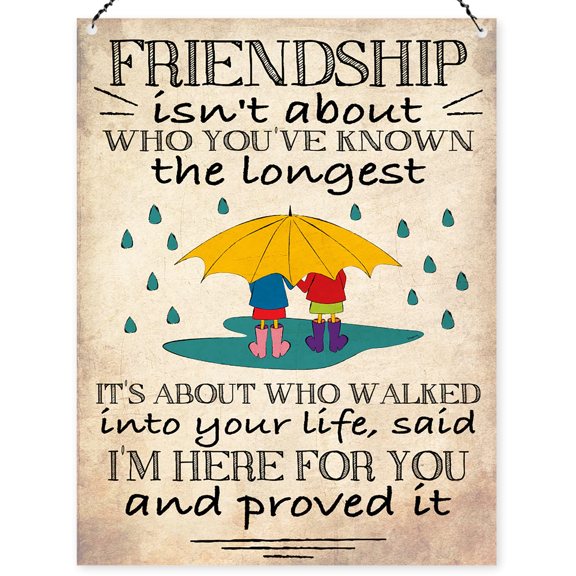 Dorothy Spring Gift Friendship Isn't About Who You've Known The Longest Saying Wall Metal Sign & Plaque with Message for Friend, Quote for Bestie Present Wall Decoration, Keepsake 15x20cm