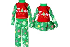 Hungdao 2 Pieces Christmas Doll Accessories Xmas Doll Clothes Pajamas and Nightgown for Boys Girls Christmas Party Supplies(Novelty)