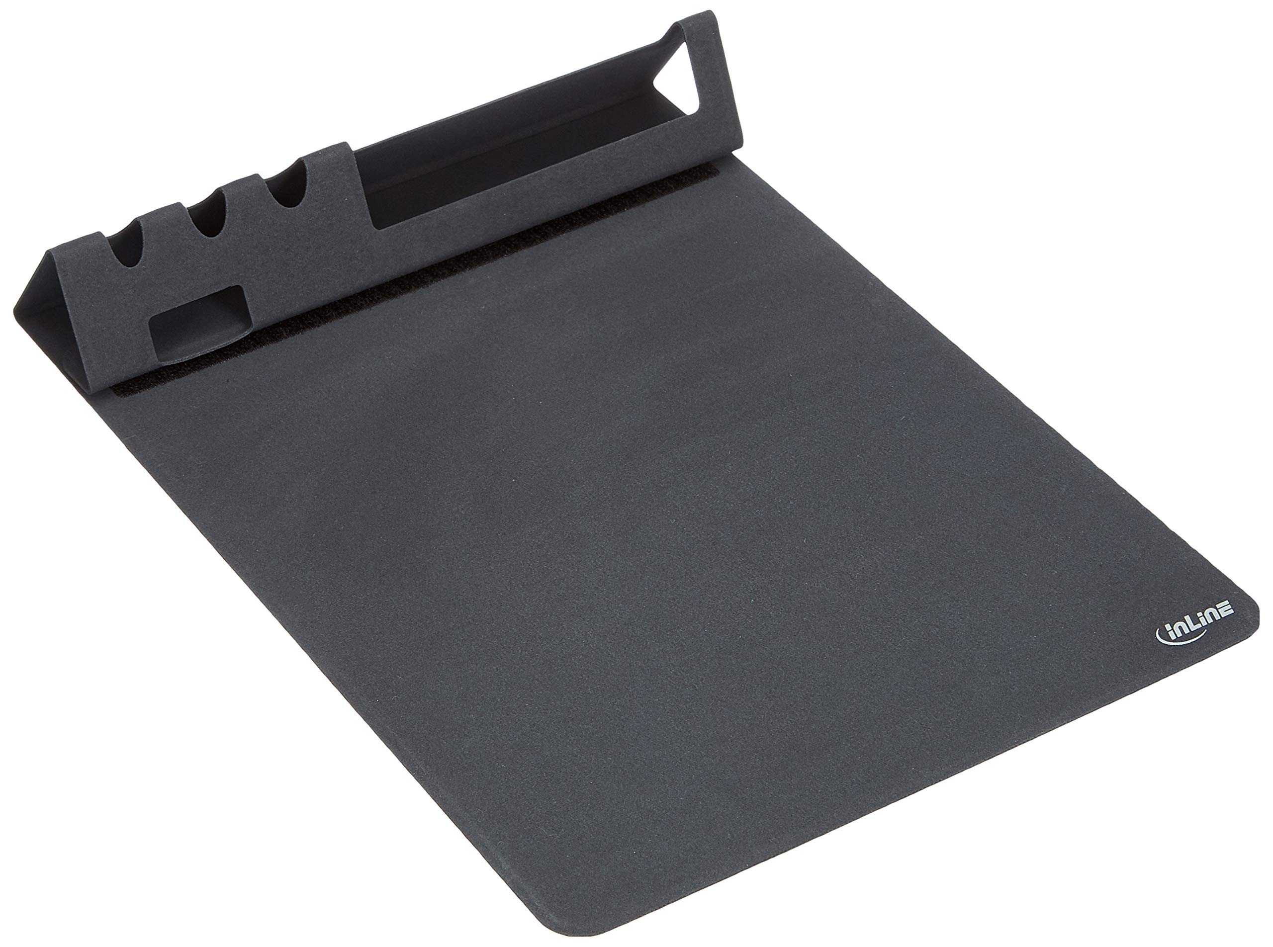 InLine® Multi-Function Mouse Pad with Smartphone and Pen Holder Black Foldable